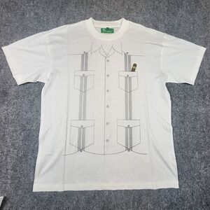 Panabrisa Corona Mens XL White Guayabera Graphic TShirt Cigar Print PanamaCotton